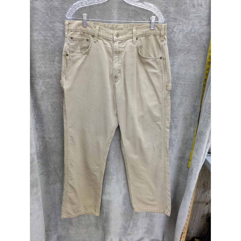 Carhartt‎ Carpenter Pants Mens 34x29 Beige Utility Work READ